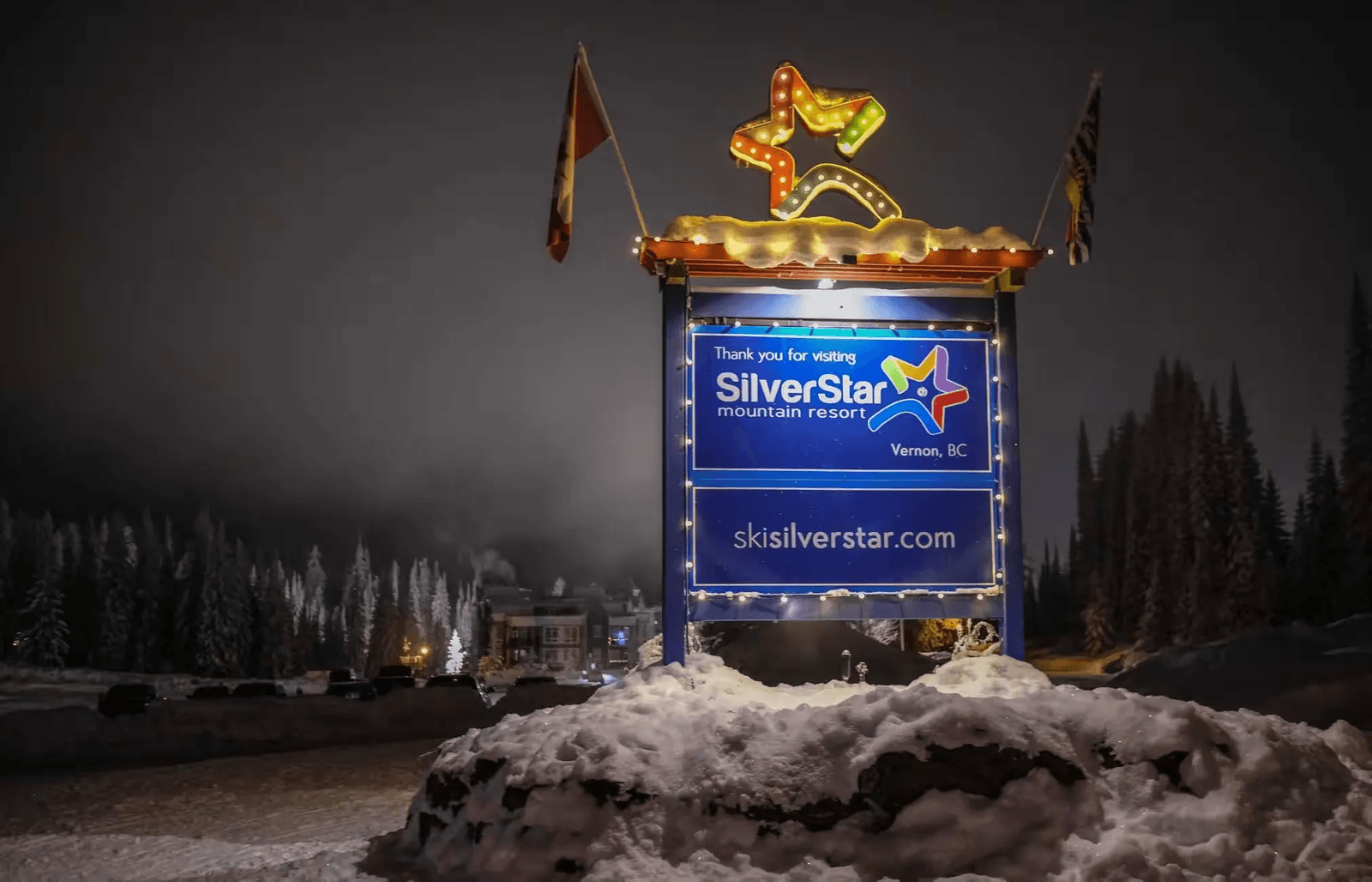 Silver Star Ski Resort at night