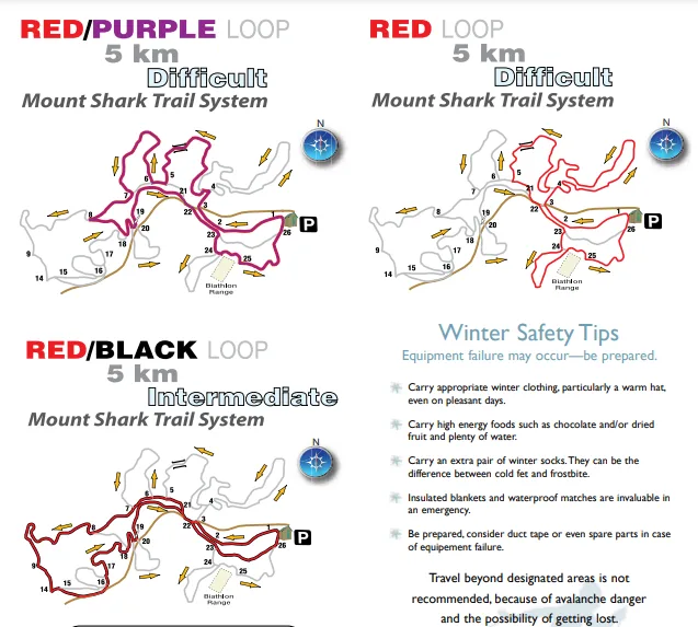 Mt Shark XC Skiing Map