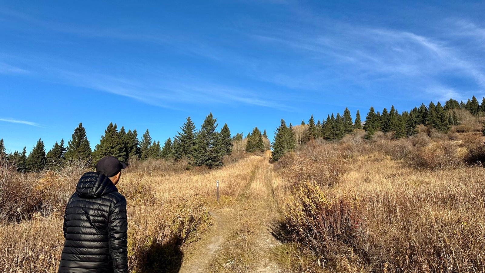 Tom hiking on Sister Moon trail