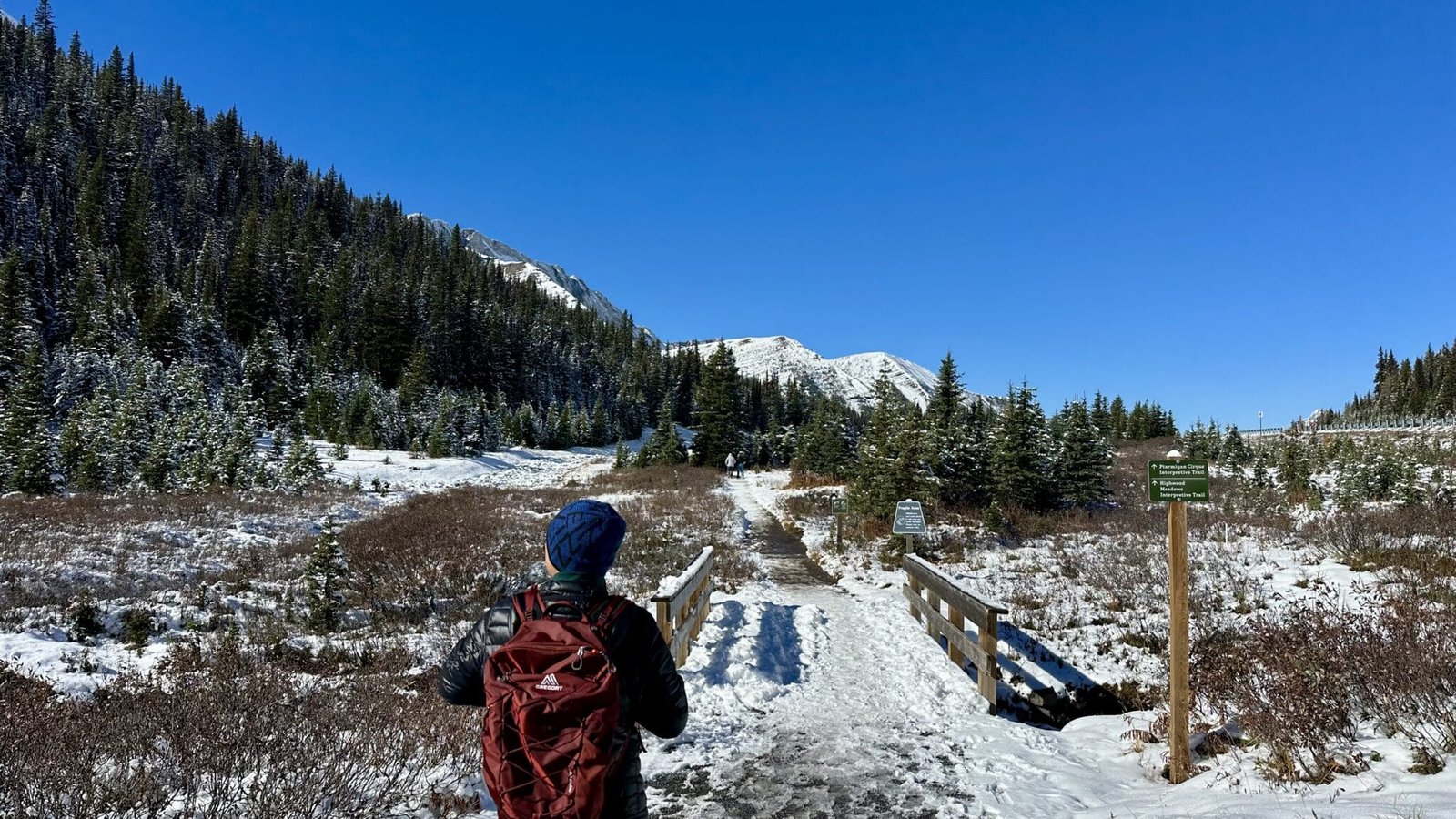 Tom is walking from Parking lot to Trailhead